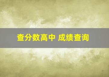 查分数高中 成绩查询